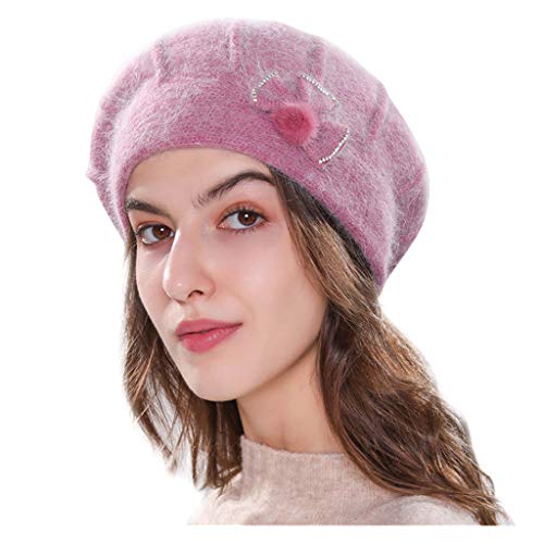 PLOT Damen Wollmütze Einfarbig Barett Mütze Frühling/Herbst/Winter Hut Mädchen Mütze Beanie Baskenmütze Beret Cap von PLOT