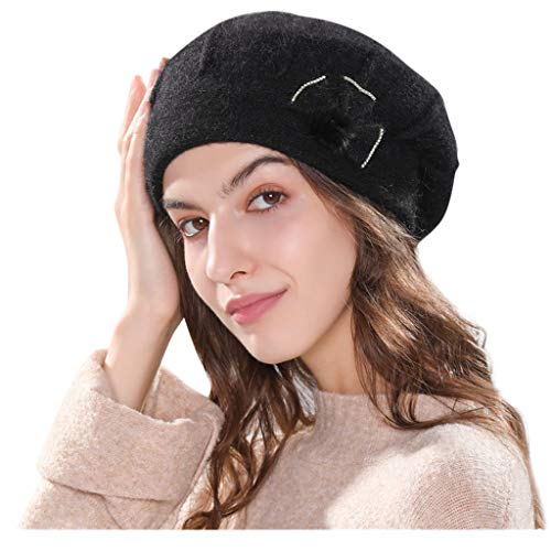 PLOT Damen Wollmütze Einfarbig Barett Mütze Frühling/Herbst/Winter Hut Mädchen Mütze Beanie Baskenmütze Beret Cap von PLOT