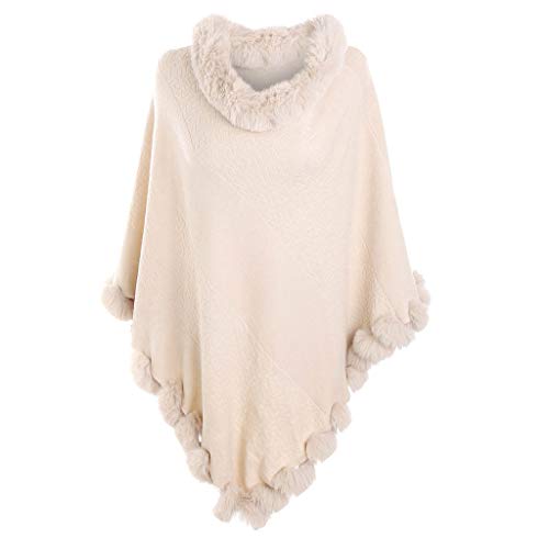 PLOT Stolen für Damen Einfarbig Kaschmir Umschlagtücher Frauen Winter Warm Sweatshirt Poncho Pashminas Umschlagtuch Tücher mit Haarball von PLOT