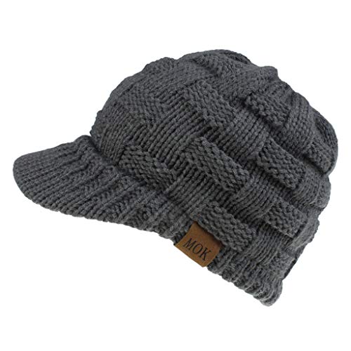 PLOT Winter Strickmütze Damen Einfarbig Gestrickt Mütze Feinstrick Frauen Beanie Mütze mit Schädel Kappe Skimütze Wintermütze von PLOT