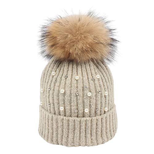 PLOT Wintermütze für Damen Hüte Einfarbig Gestrickt Beanie Winter Warme Strickmützen Skimütze Wintermütze Cap Sturmhauben Wollmütze Mützen von PLOT