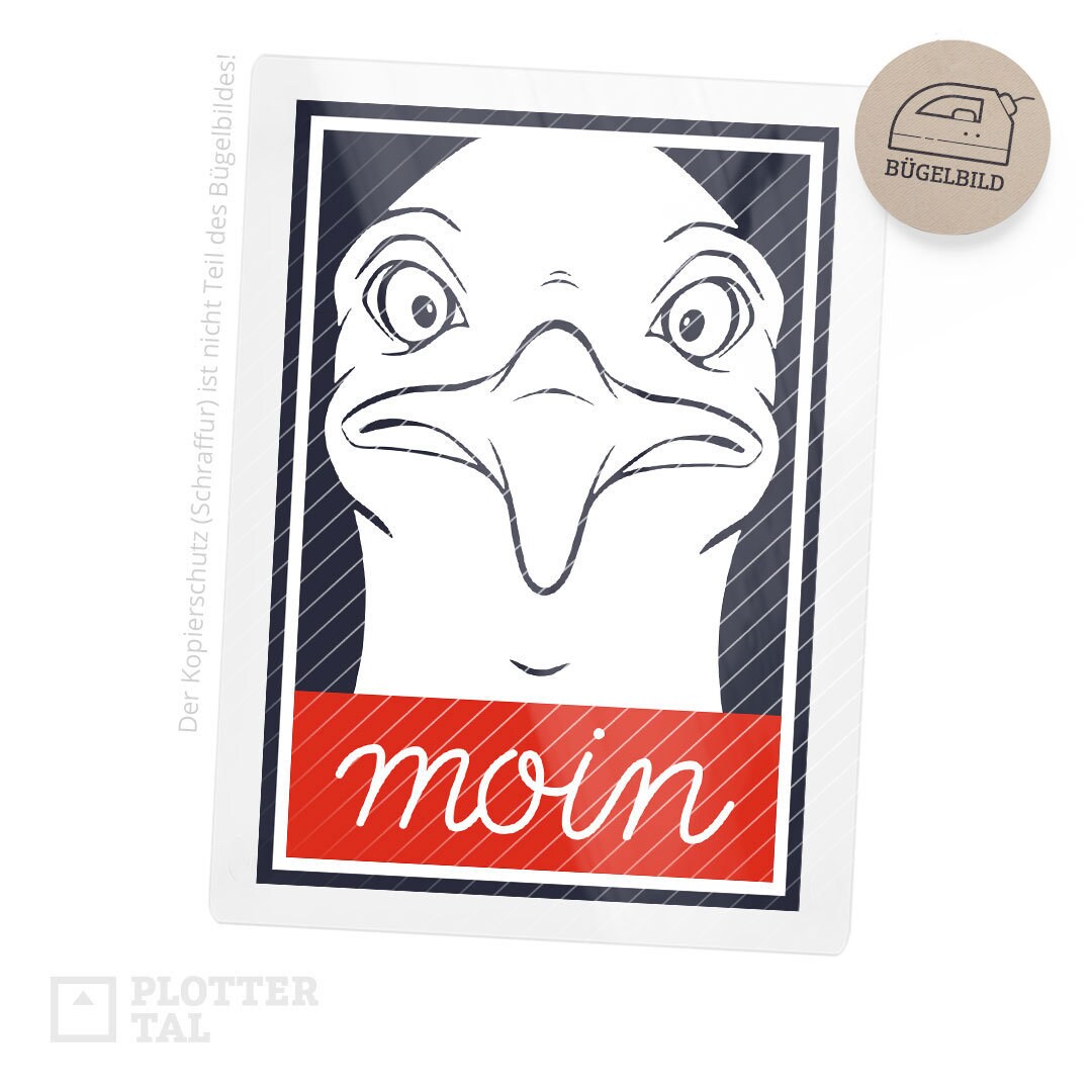 Bügelbild Moin Möwe | Maritimes Bügelmotiv Für Kinder Und Erwachsene Bügelbild Moin Möwe | Maritimes Bügelmotiv Für Kinder Und Erwachsene von PLOTTERTAL