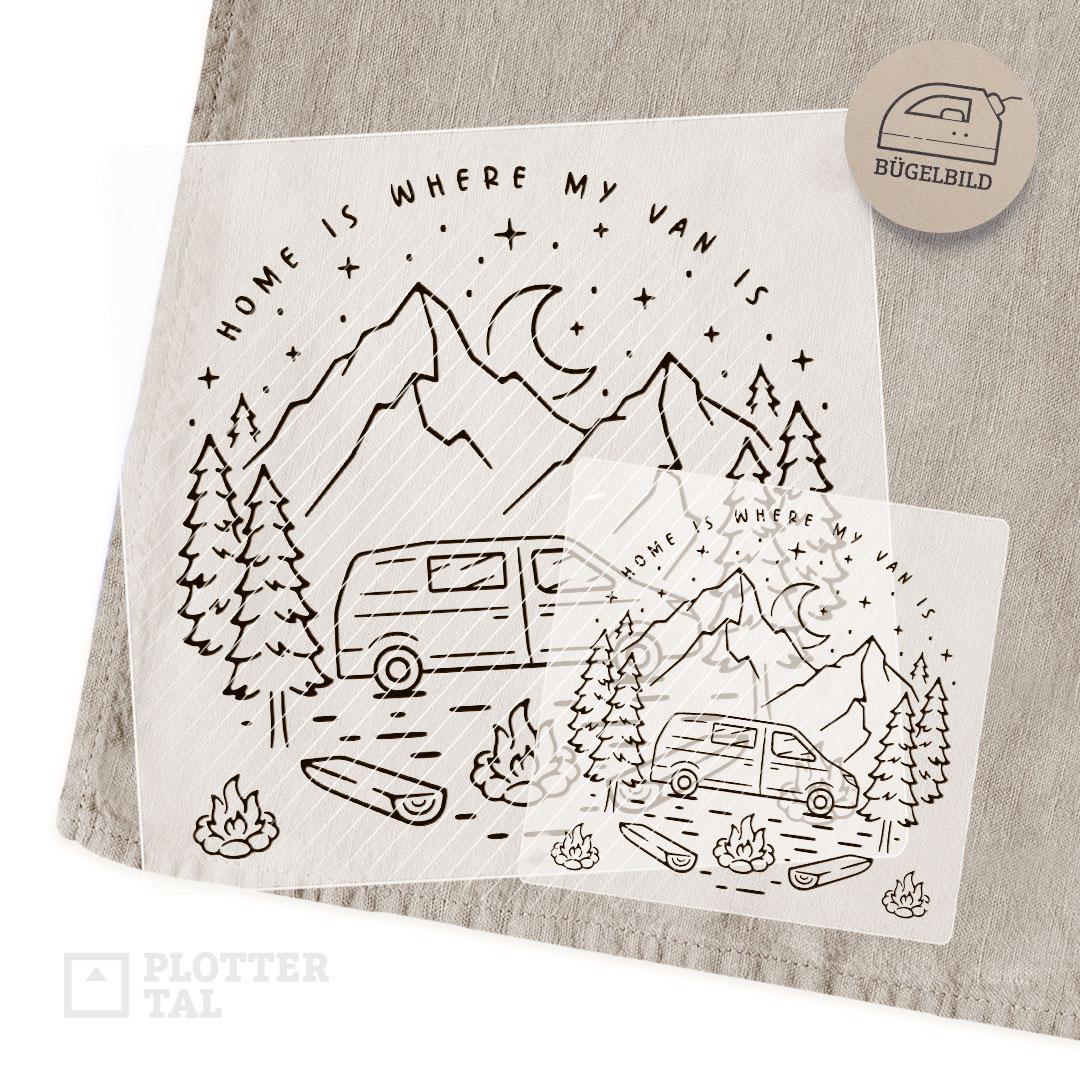 Bügelbild Van Camper/Bus - Home Is Where My Camper | 20 X 20 cm Bügelbild Van Camper/Bus - Home Is Where My Camper | 20 X 20 cm von PLOTTERTAL