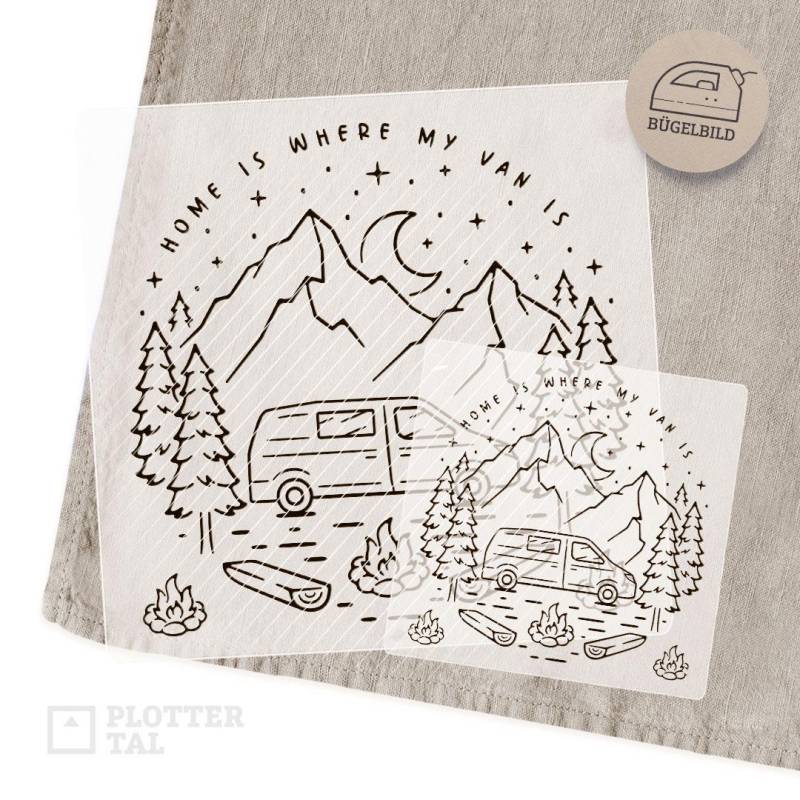 Bügelbild Van Camper/Bus - Home Is Where My Camper | 20 X 20 cm Bügelbild Van Camper/Bus - Home Is Where My Camper | 20 X 20 cm von PLOTTERTAL