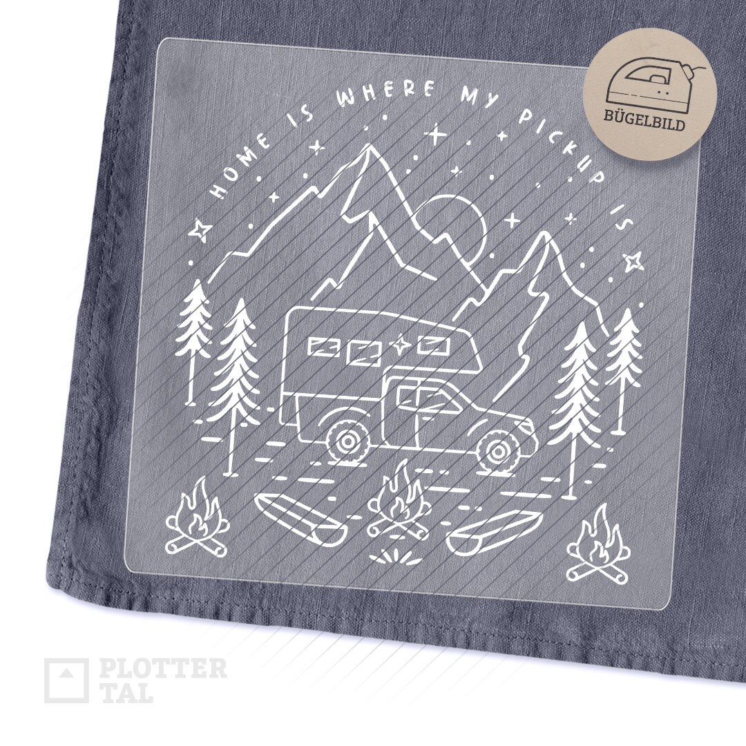 Bügelbild Wohnkabinen Camper - Home Is Where My Pickup | 19 X 19 cm Bügelbild Wohnkabinen Camper - Home Is Where My Pickup | 19 X 19 cm von PLOTTERTAL