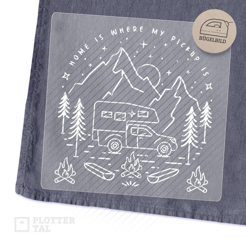 Bügelbild Wohnkabinen Camper - Home Is Where My Pickup | 19 X 19 cm Bügelbild Wohnkabinen Camper - Home Is Where My Pickup | 19 X 19 cm von PLOTTERTAL