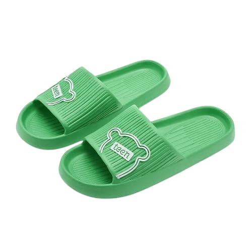 PLOZINDA Hausschuhe Damen Frauen Hausschuhe Haus Sandalen Flip Flops Strand Männer Sommer Paar Unisex No-slip-objektträger-bär-1 Grün-36-37 von PLOZINDA