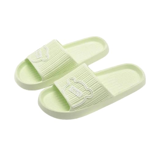 PLOZINDA Hausschuhe Damen Frauen Hausschuhe Haus Sandalen Flip Flops Strand Männer Sommer Paar Unisex No-slip-objektträger-bären-1 Hellgrün-36-37 von PLOZINDA