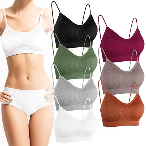 PLULON 7 Stücke V Hals Cami Top BH Gepolstert Nahtlose Bralette Träger Schlafen BH für Damen Mädchen von PLULON