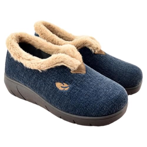 PLUMAFLEX - Hausschuhe mit atmungsaktiver Einlegesohle mit hoher Erholung, die sich an die Anatomie des Fußes anpasst 463230 Synthetik, Marineblau, 38 EU von PLUMAFLEX