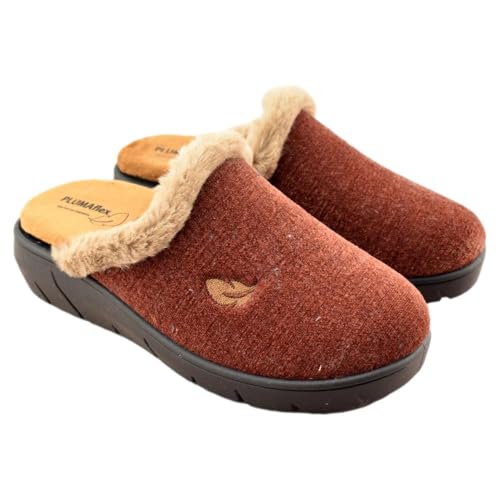 PLUMAFLEX - Hausschuhe mit atmungsaktiver Einlegesohle mit hoher Erholung, die sich der Anatomie des Fußes anpasst 044246 Synthetik, burgunderrot, 41 EU, Ausgezeichnet von PLUMAFLEX