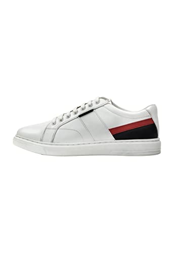 PLUMDALE Herren Sneakers aus Leder, Weiss, 43 EU von PLUMDALE