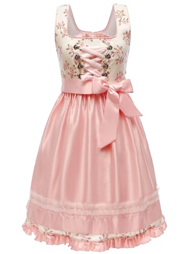 PLWEDDING Oktoberfest-Outfits für Damen, Dirndlkleider, deutsche Oktoberfestkleider, bayerisches Karnevalskostüm, Cosplay-Kleid(Rosa,S) von PLWEDDING