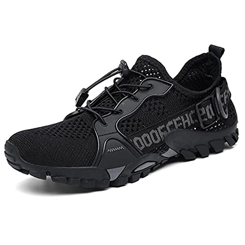 Atmungsaktive Herren Laufschuhe Barfuß Schuhe Leicht Trekking Wanderschuhe Damen Walking Schuhe Jugend Jungen Mädchen Sneakers, Schwarz , 43.5 EU von PLome