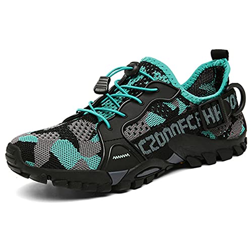 PLome Atmungsaktive Herren-Laufschuhe, Barfußschuhe, leicht, Trekking, Wanderschuhe, Damen, Walkingschuhe, Jugendliche, Jungen/Mädchen, Sneaker, blau (tarnfarben), 43.5 EU von PLome
