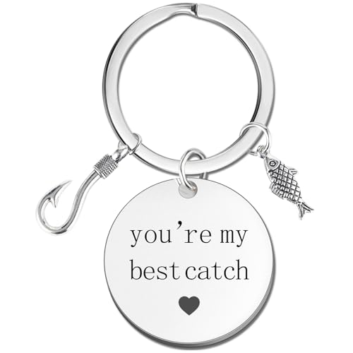 PLwelth Fisch-Schlüsselanhänger für Männer, Angel-Liebhaber, lustiger Schlüsselanhänger für Freund, Ehemann, Vater von der Frau, "You're My Best Catch", personalisiertes Charm-Zubehör, Geschenke für von PLwelth