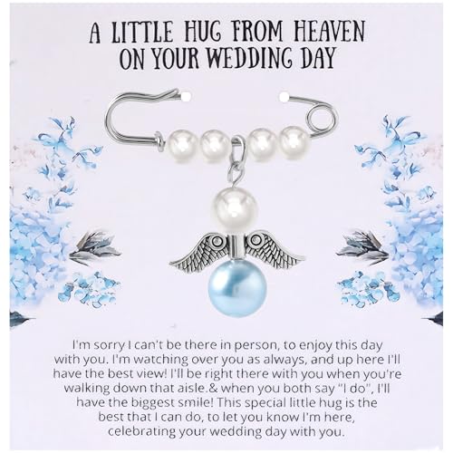 PLwelth Something Blue Gifts for Bride Something Blue Angel Memory Bouquet Charm Bridal Angel Bouquet Garter Charm from Mom Dad Grandma Guardian Angel Charms Memorial Gift for Bride on Wedding Day von PLwelth