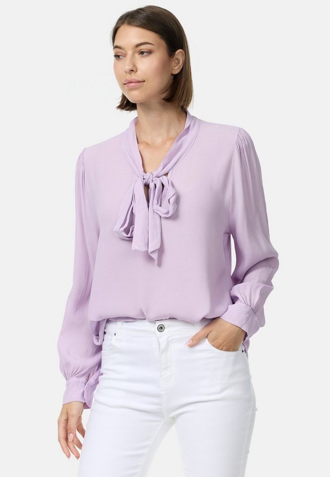 PM SELECTED Crepebluse PM62 (Stilvolle Business Crepe Bluse mit Schleife) Perlmuttknöpfe von PM SELECTED