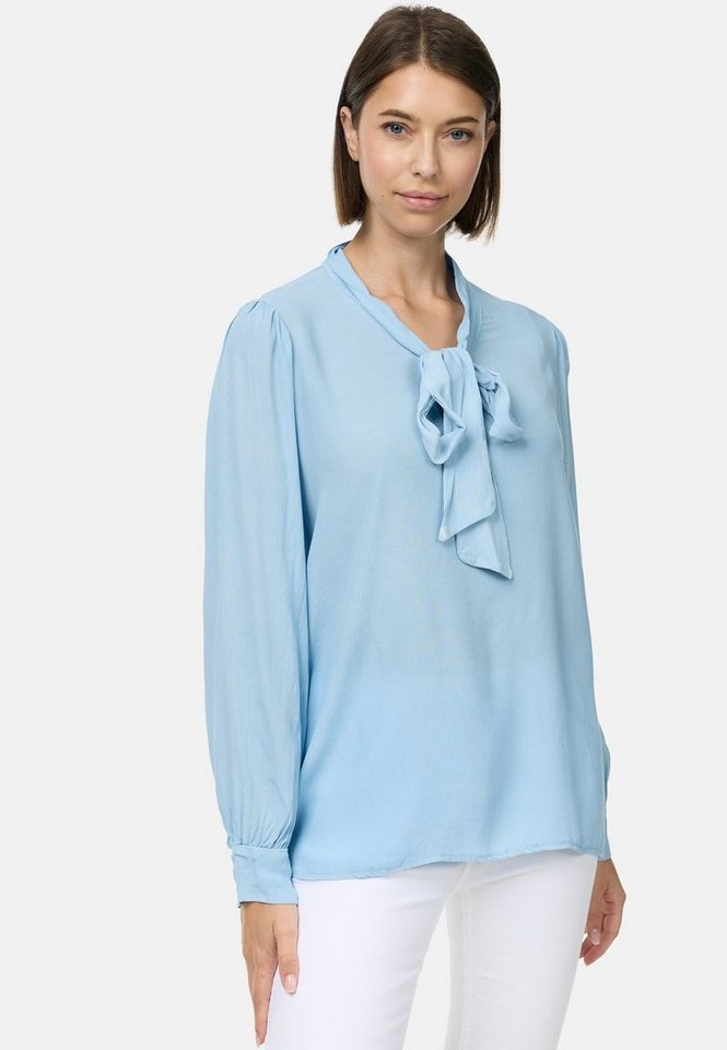 PM SELECTED Crepebluse PM62 (Stilvolle Business Crepe Bluse mit Schleife) Perlmuttknöpfe von PM SELECTED