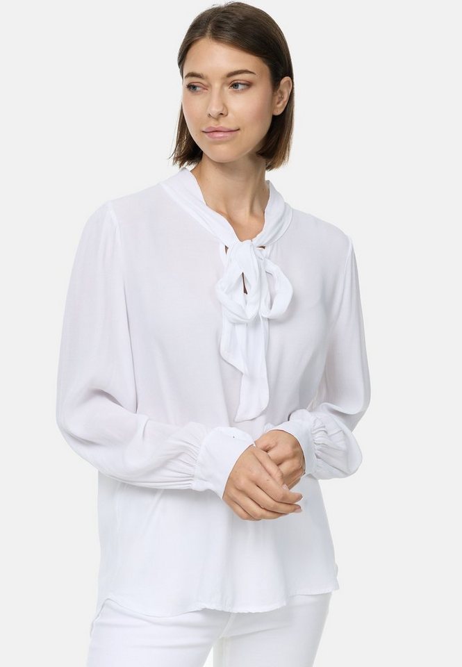 PM SELECTED Crepebluse PM62 (Stilvolle Business Crepe Bluse mit Schleife) Perlmuttknöpfe von PM SELECTED