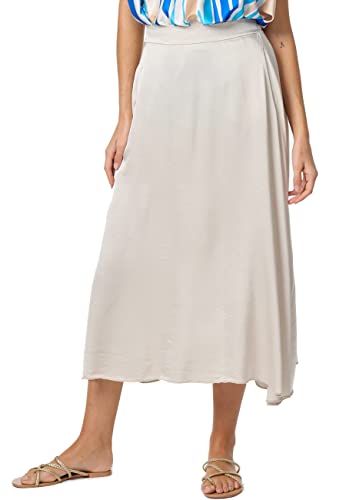 PM SELECTED Damen Maxirock Eleganter Midi Business A-Linien Satin Rock in Einheitsgröße PM-29 (Beige) von PM SELECTED