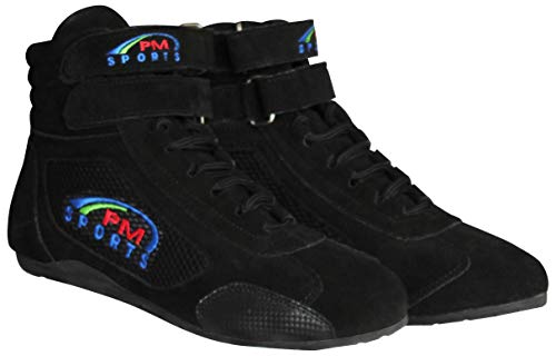 PM Sports Kinder Kartingstiefel Race Rally Track Boots mit Wildleder & Mesh Racewear - Schwarz - EU 38 von PM Sports