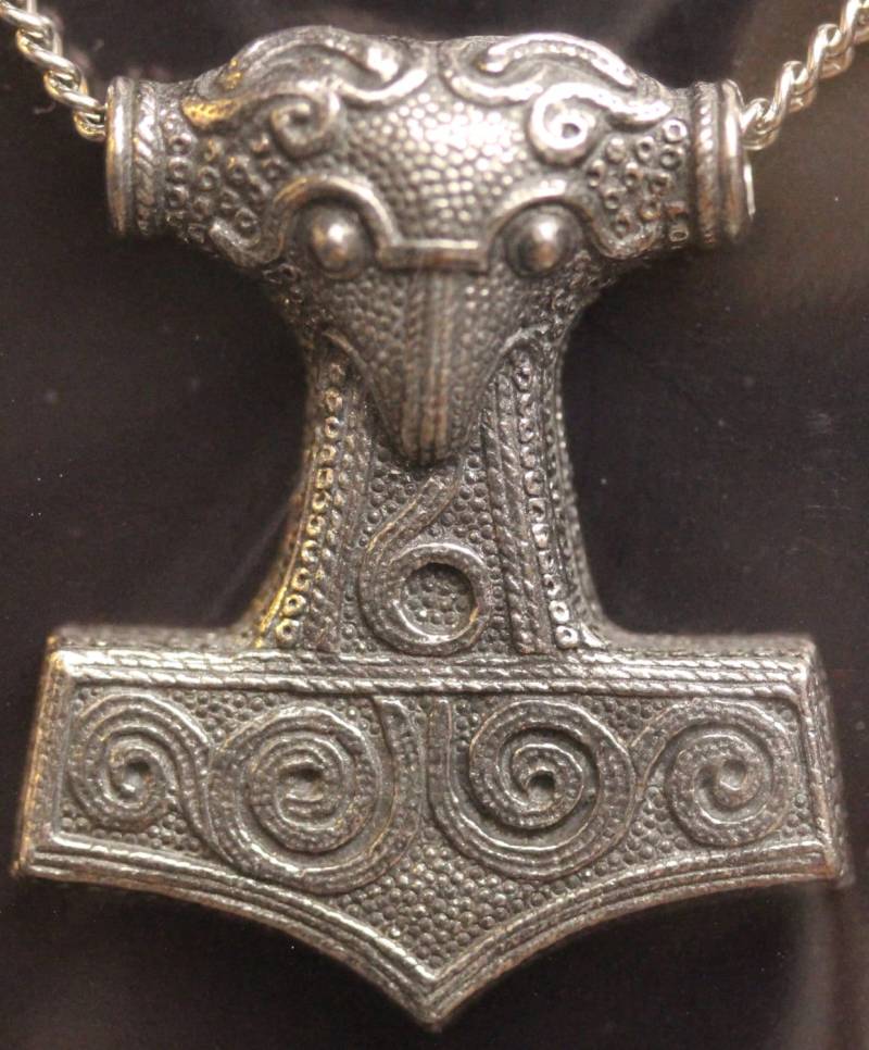 Thors Hammer Amulett Anhänger Zinn An Kette, Mit Infokarte & 48 cm Kette [Thap] von PMCoinShop