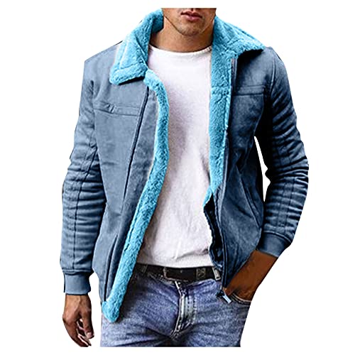 Lederjacke: Lederjacke Herren Braun Lammfell Fleecemantel Herren Trachtenjacke Pelzmantel Winter Fleecejacke Männer Herren Lederjacke Mit Fell Pelzmantel Herren Grau Armee Jacken Herren Winterjacke von PMDKLSPQ