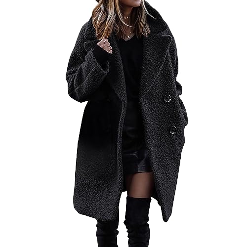 PMDKLSPQ Damen Mantel Plüschjacke Frau Wintermantel Kurzmantel Warm Teddy-Fleece Plüschjacke Oversize Softshelljacke Herbst Winter Warm Oberteil Softshelljacke von PMDKLSPQ