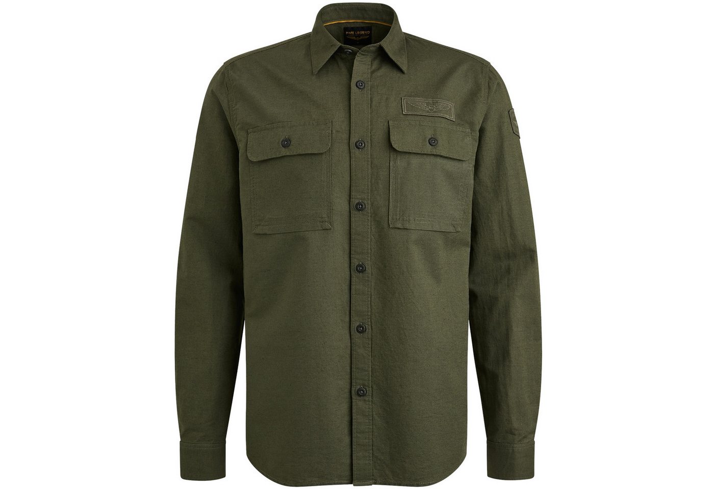PME LEGEND Flanellhemd Long Sleeve Shirt Cotton/linen OLIVE NIGHT von PME LEGEND