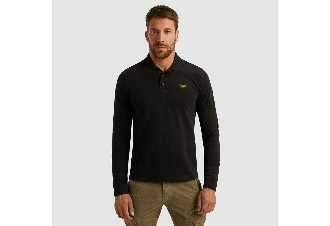 PME LEGEND Langarm-Poloshirt mit Logo-Aufnäher von PME LEGEND
