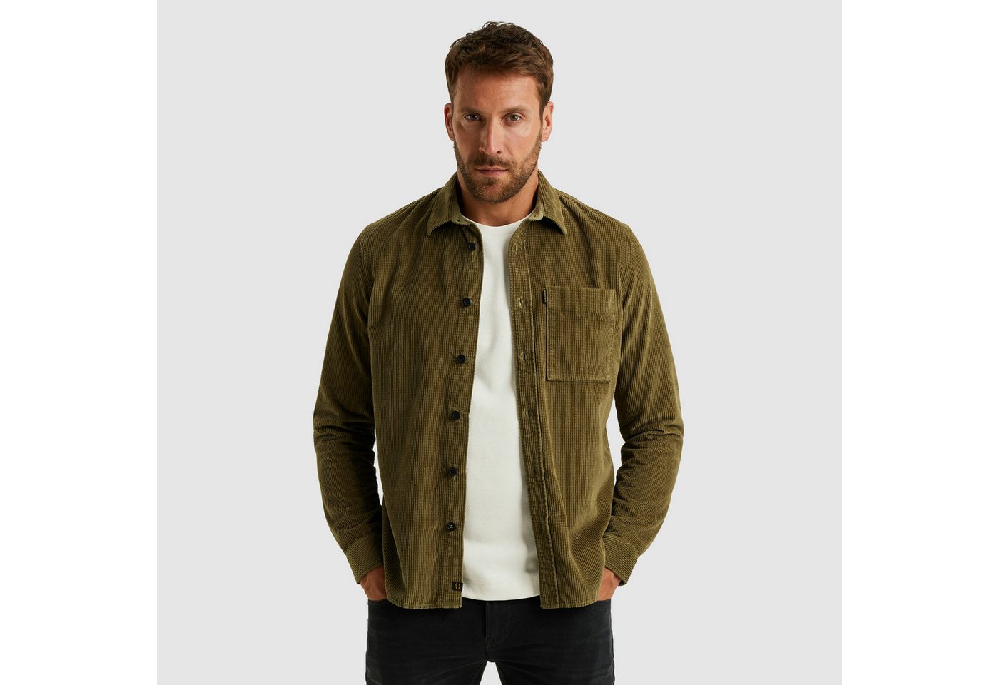 PME LEGEND Langarmhemd aus softem Cord, mit Knopfleiste von PME LEGEND