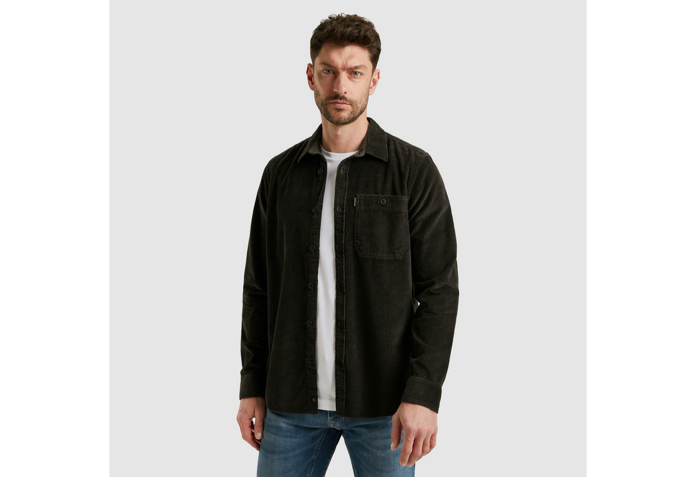 PME LEGEND Langarmhemd aus softem Cord, mit Knopfleiste von PME LEGEND