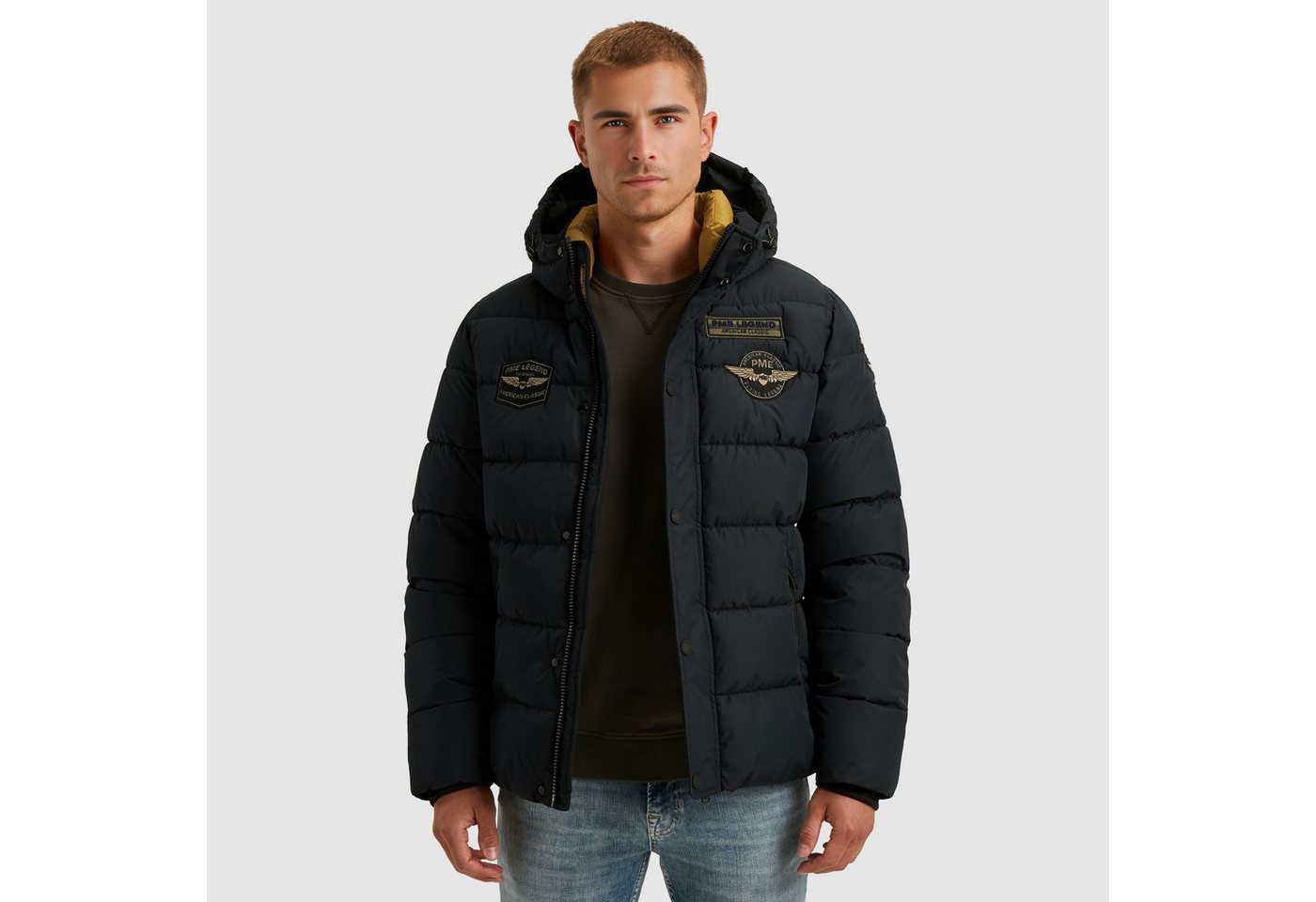 PME LEGEND Steppjacke mit Kapuze und Logo-Badges von PME LEGEND