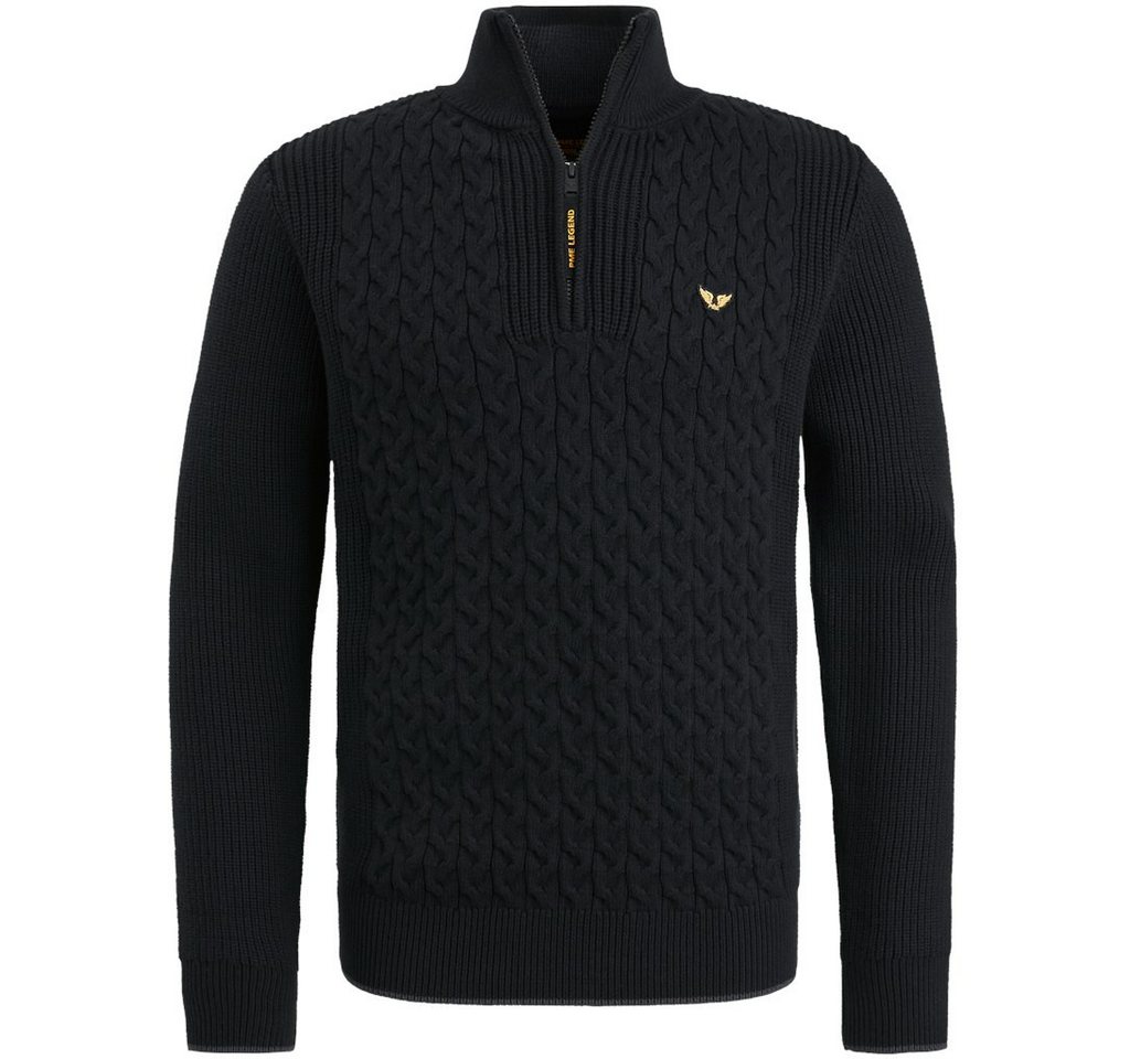 PME LEGEND Strickpullover Half zip collar cotton mix cable Black von PME LEGEND