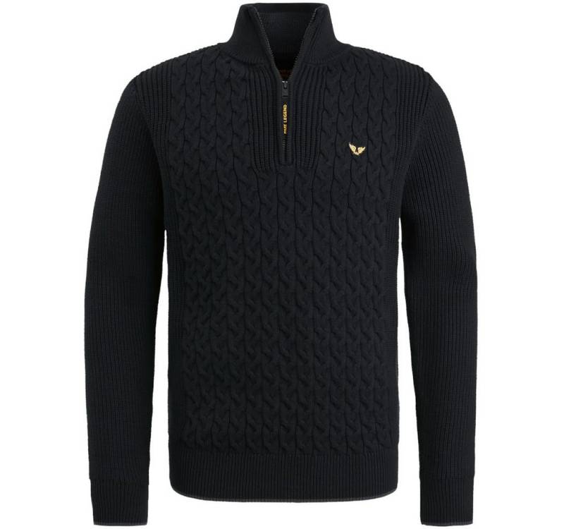 PME LEGEND Strickpullover Half zip collar cotton mix cable Black von PME LEGEND
