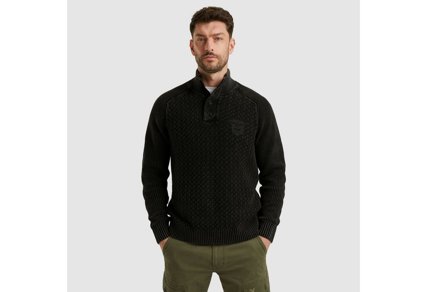 PME LEGEND Strickpullover mit kurzer Knopfleiste von PME LEGEND