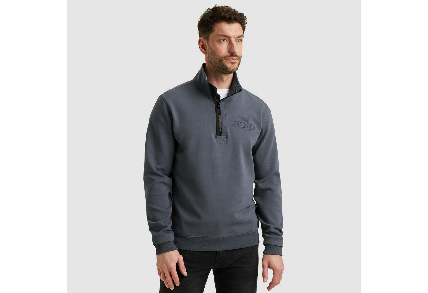 PME LEGEND Sweater mit Logo-Stickerei und Troyer-Kragen mit Reißverschluss von PME LEGEND