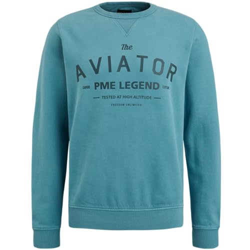 PME Legend Crewneck gd Terry with Spray Smoke Blue - XL von PME Legend