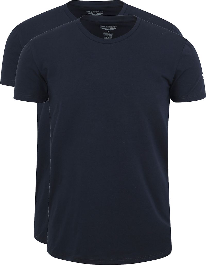 PME Legend Basic T-Shirt 2er Pack O-Ausschnitt Navy - Größe 3XL von PME Legend