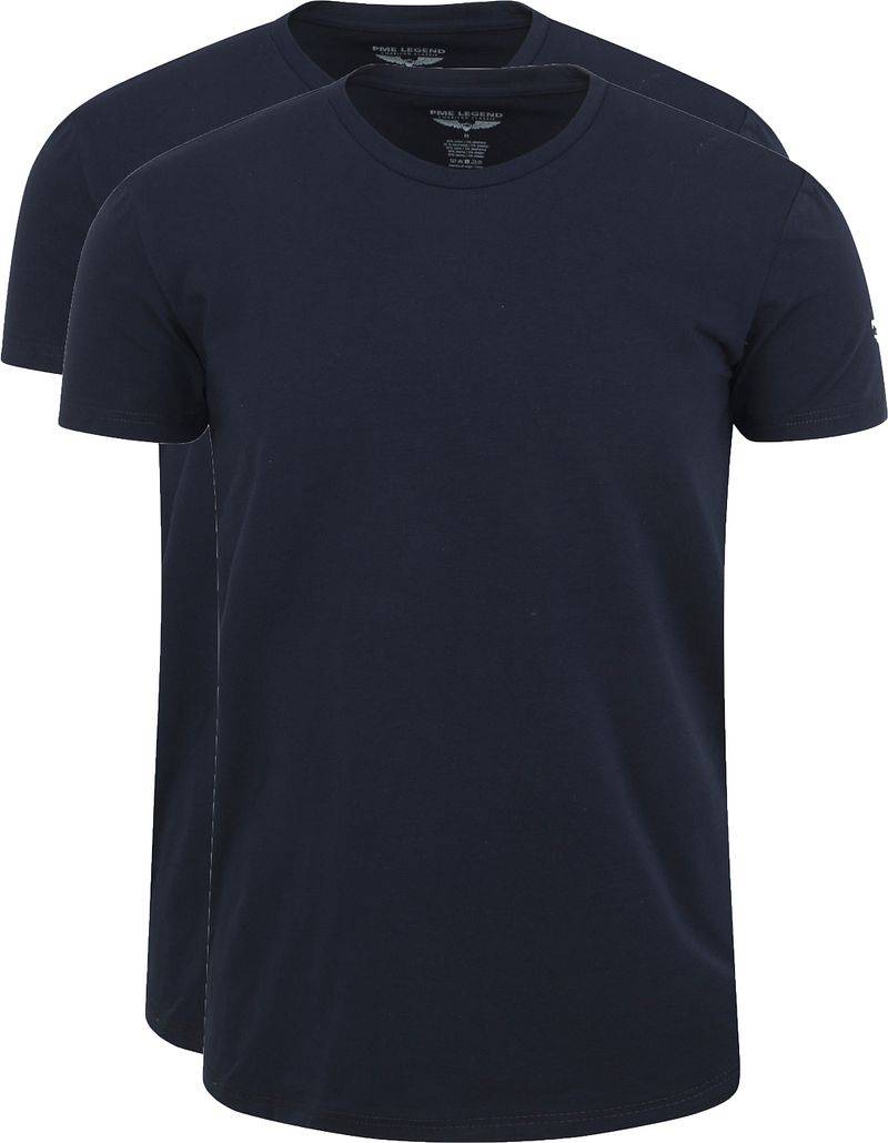 PME Legend Basic T-Shirt 2er Pack O-Ausschnitt Navy - Größe M von PME Legend