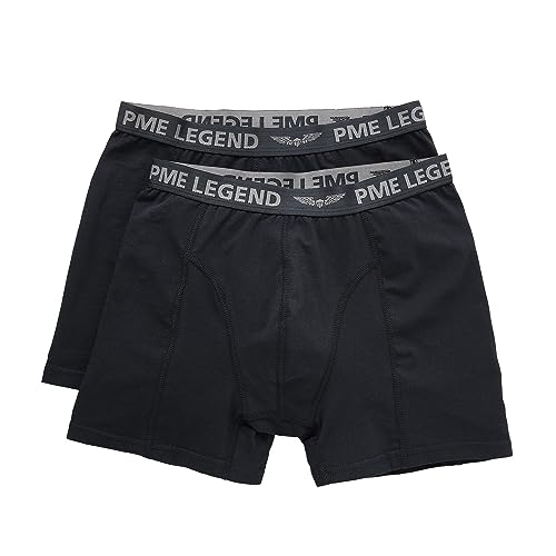 PME Legend Herren Boxershort Basic Cotton ELASTAN 2er Pack Schwarz Blau S-XXXL, Größe:M, Farbe:Black 999 von PME Legend