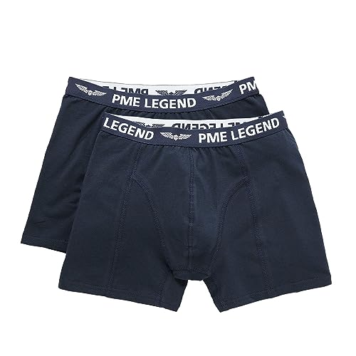 PME Legend Herren Boxershort Basic Cotton ELASTAN 2er Pack Schwarz Blau S-XXXL, Größe:L, Farbe:Dark Saphire 5287 von PME Legend