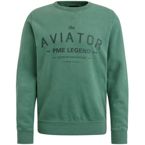 PME Legend Crewneck gd Terry with Spray Dark Ivy - M von PME Legend