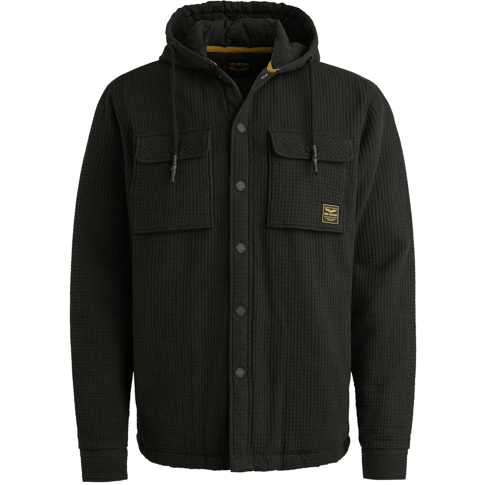 PME Legend - Dobby Weave Hoody shirtjacket 3 jet black - Gr. - L von PME Legend