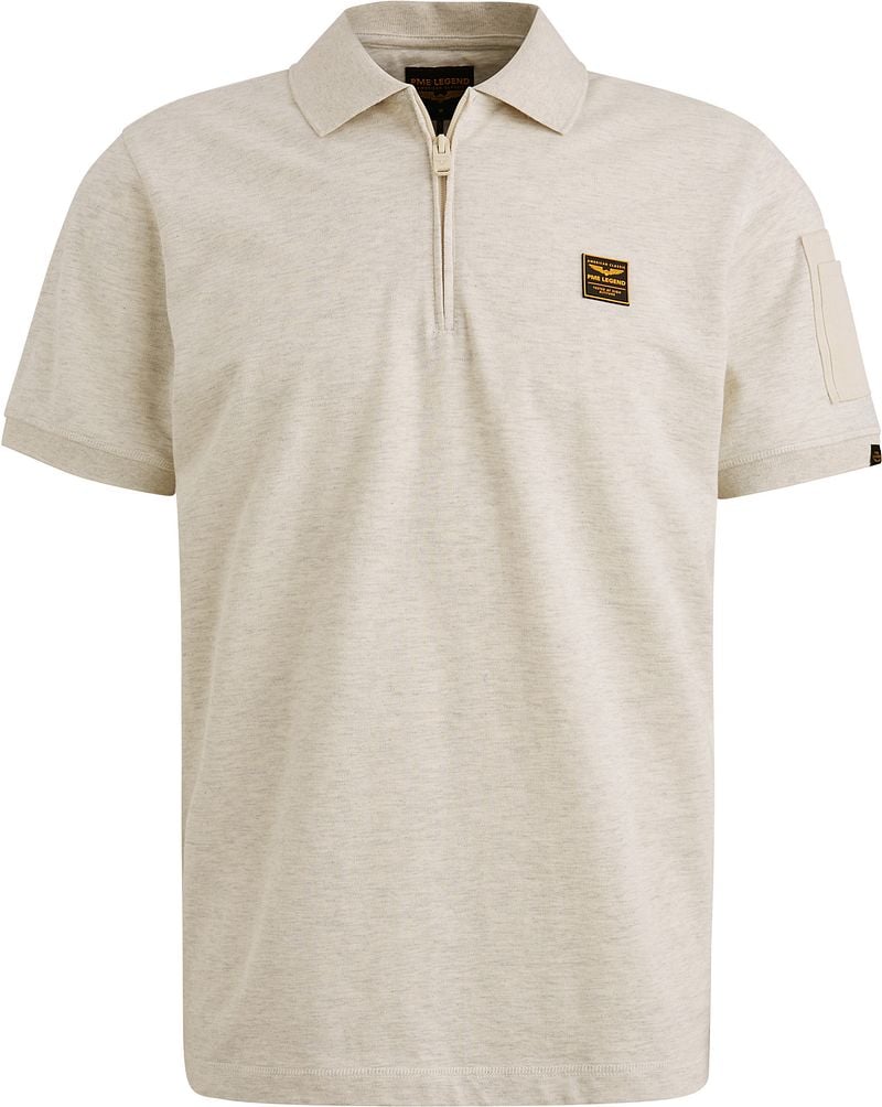 PME Legend Half-Zip Poloshirt Piqué Interlock Ecru - Größe XXL von PME Legend