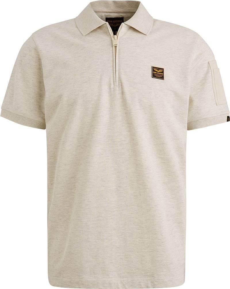PME Legend Half-Zip Poloshirt Piqué Interlock Ecru - Größe XXL von PME Legend
