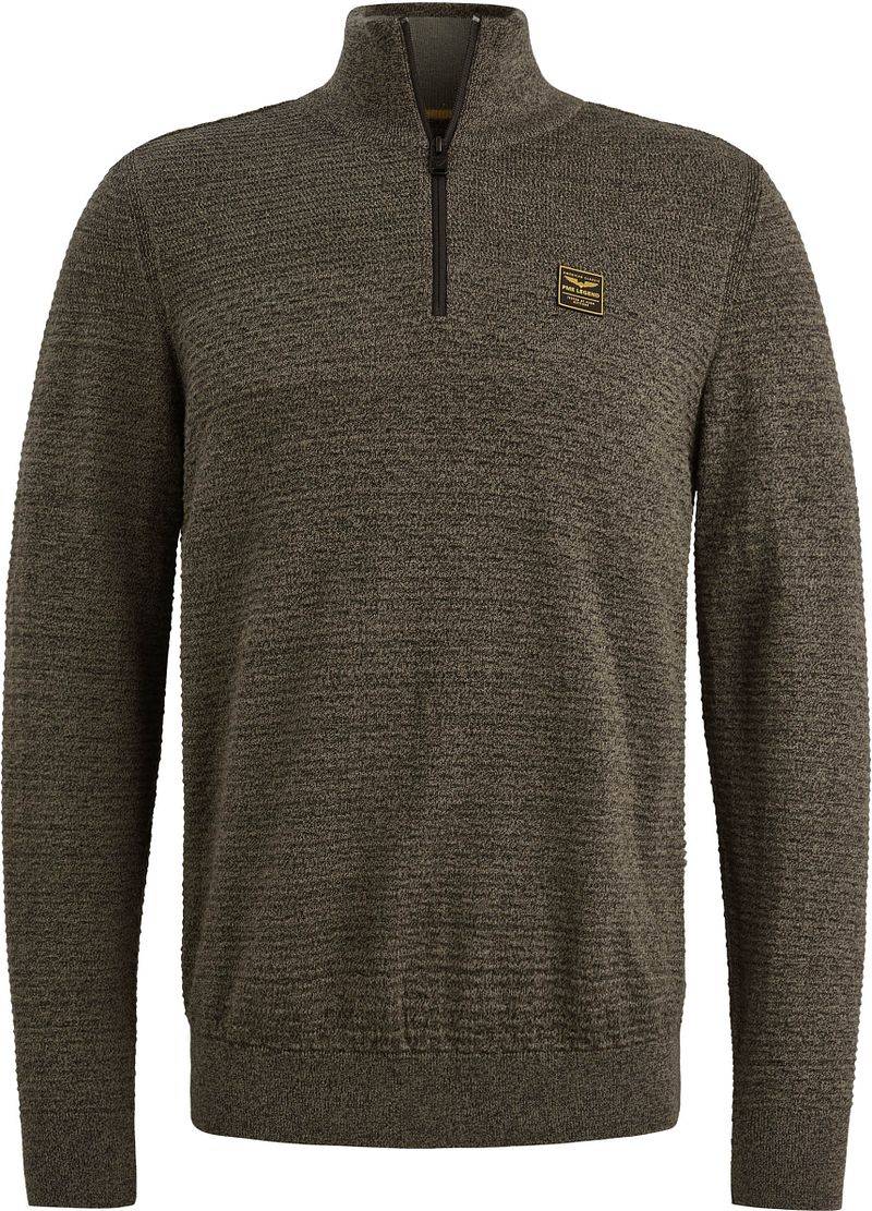 PME Legend Half Zip Structure Mouliné Sweater Dusky Grün - Größe 3XL von PME Legend
