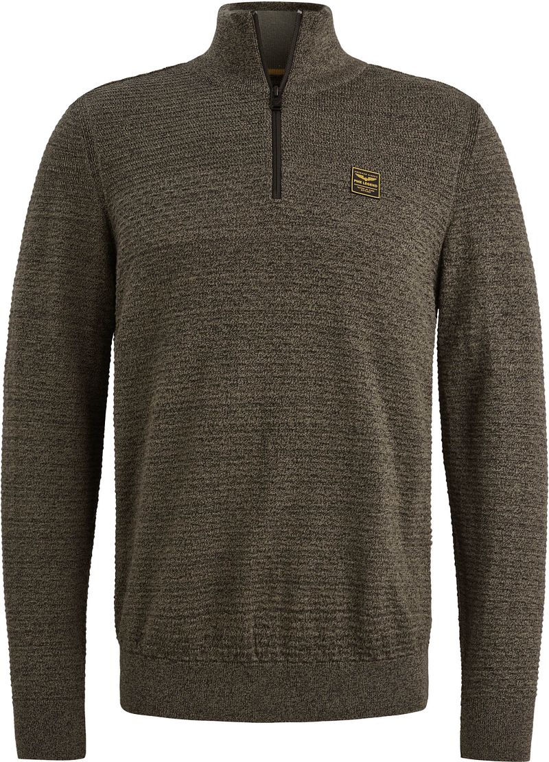 PME Legend Half Zip Structure Mouliné Sweater Dusky Grün - Größe XXL von PME Legend