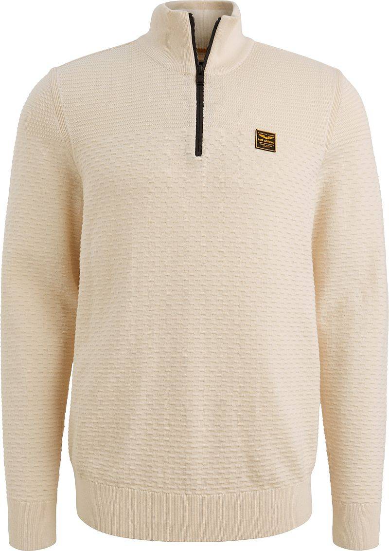 PME Legend Half Zip Structure Mouliné Sweater Ecru - Größe XXL von PME Legend